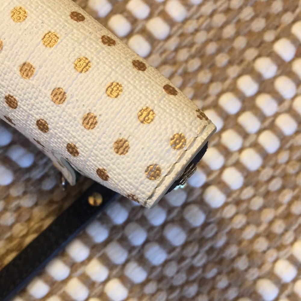 FOSSIL Zip Around Wallet / Wristlet, White/Gold Polka Dots - Picture 7 of 11